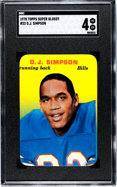 OJ/O.J. Simpson 1970 Topps Super Glossy Card #22- SGC Graded 4 VG-EX (Buffalo Bills)-Powers Sports Memorabilia