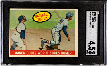 Hank Aaron 1959 Topps Clubs World Series Homer Card #467- SGC Graded 4.5 VG-EX+ (Baseball Thrills/Milwaukee Braves)-Powers Sports Memorabilia