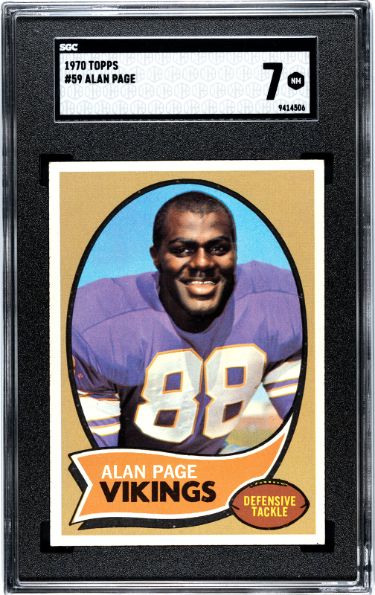 Alan Page 1970 Topps Rookie Card (RC) #59- SGC Graded 7 NM (Purple People Eaters/Minnesota Vikings)-Powers Sports Memorabilia