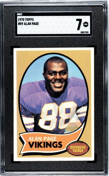 Alan Page 1970 Topps Rookie Card (RC) #59- SGC Graded 7 NM (Purple People Eaters/Minnesota Vikings) - CTBL_037628-Powers Sports Memorabilia