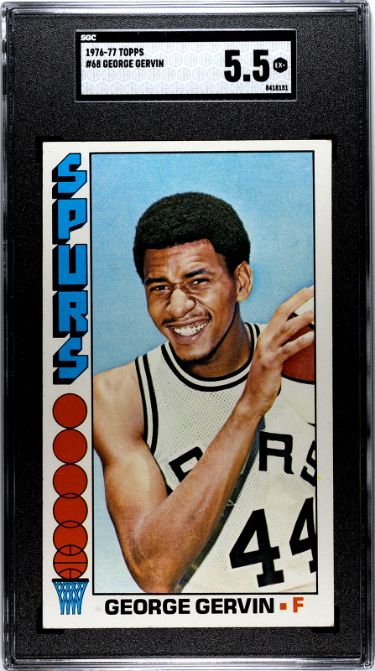 George Gervin 1976-77 Topps Card #68- SGC Graded 5.5 EX+ (San Antonio Spurs)-Powers Sports Memorabilia