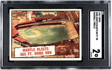 Mickey Mantle 1961 Topps Blasts 565 FT Home Run Card #406- SGC Graded 2 Good (New York Yankees)-Powers Sports Memorabilia