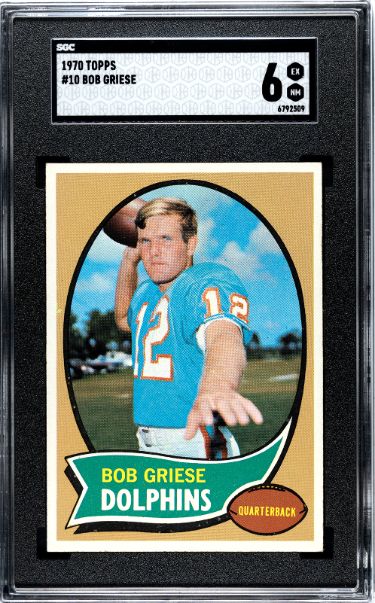 Bob Griese 1970 Topps Card #10- SGC Graded 6 EX-NM (Miami Dolphins)-Powers Sports Memorabilia