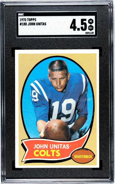 Johnny Unitas 1970 Topps Card #180- SGC Graded 4.5 VG-EX+ (Baltimore Colts)-Powers Sports Memorabilia