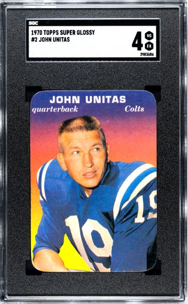 Johnny Unitas 1970 Topps Super Glossy Card #2- SGC Graded 4 VG-EX (Baltimore Colts)-Powers Sports Memorabilia