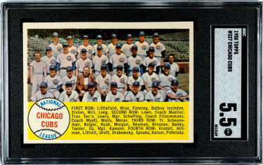 1958 Topps Chicago Cubs Team Checklist Baseball Card #327- SGC Graded 5.5 EX+ Ernie Banks-Powers Sports Memorabilia
