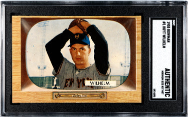 Hoyt Wilhelm 1955 Bowman Baseball Card #1- SGC Slabbed Authentic (Min. Size/Sharp/New York Mets)-Powers Sports Memorabilia
