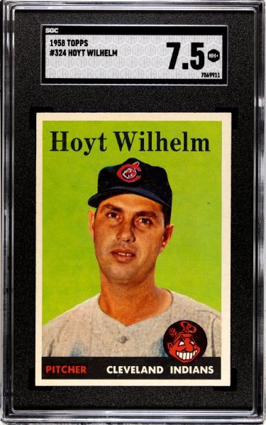 Hoyt Wilhelm 1958 Topps Baseball Card #324- SGC Graded 7.5 NM+ (Cleveland Guardians)-Powers Sports Memorabilia