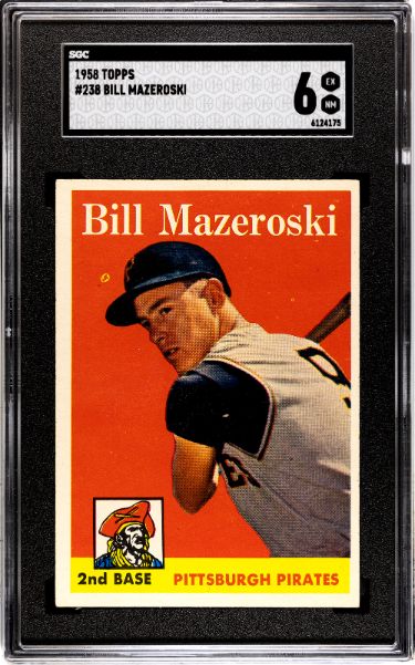 Bill Mazeroski 1958 Topps Baseball Card #238- SGC Graded 6 EX-NM (Pittsburgh Pirates)-Powers Sports Memorabilia