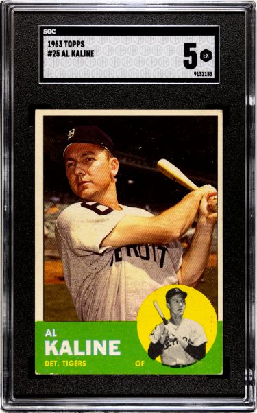 Al Kaline 1963 Topps Baseball Card #25- SGC Graded 5 EX (Centered/Detroit Tigers)-Powers Sports Memorabilia