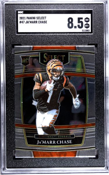 Ja'Marr Chase 2021 Panini Select Rookie Card (RC) #47- SGC Graded 8.5 NM-MT+ (Cincinnati Bengals)-Powers Sports Memorabilia