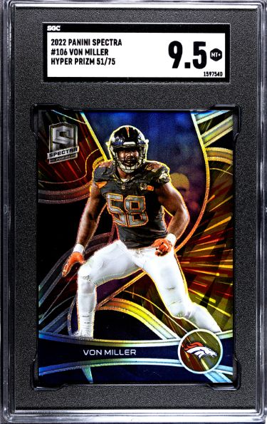 Von Miller 2022 Panini Spectra Hyper Prizm Card #106- /75- SGC Graded 9.5 MT+ (Denver Broncos)-Powers Sports Memorabilia