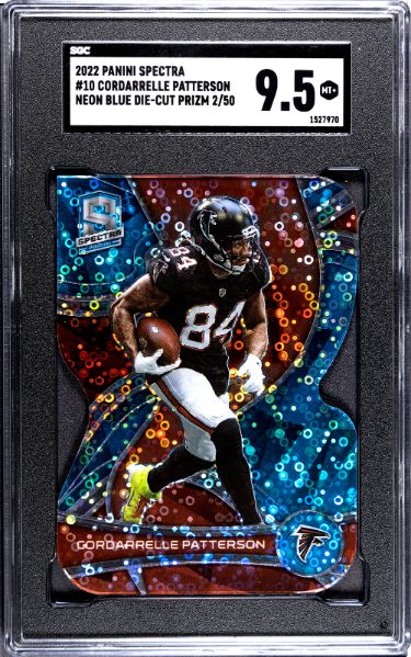Cordarrelle Patterson 2022 Panini Spectra Neon Blue Die-Cut Prizm Card #10- /50- SGC Graded 9.5 Mint+ (Atlanta Falcons)-Powers Sports Memorabilia