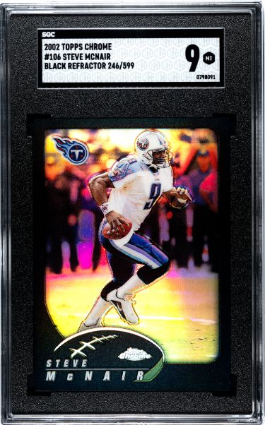 Steve McNair 2002 Topps Chrome Black Refractor Card #106- /599- SGC Graded 9 Mint (Tennessee Titans)-Powers Sports Memorabilia