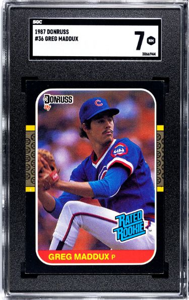 Greg Maddux 1987 Donruss Baseball Rookie Card (RC) #36- SGC Graded 7 NM (Chicago Cubs)-Powers Sports Memorabilia