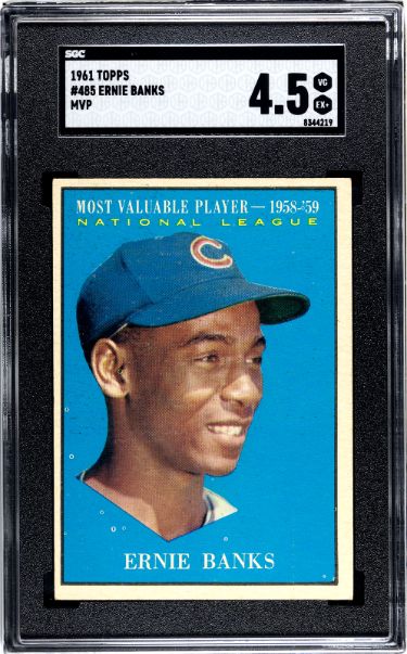 Ernie Banks 1961 Topps Most Valuable Player Baseball Card #485- SGC Graded 4.5 VG-EX+ (HOF/Chicago Cubs)-Powers Sports Memorabilia