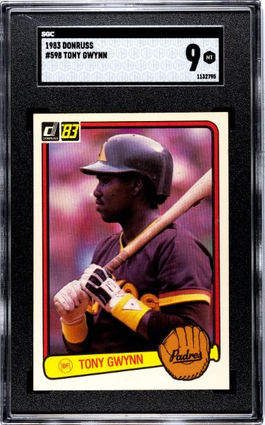 Tony Gwynn 1983 Donruss Baseball Rookie Card (RC) #598- SGC Graded 9 Mint (San Diego Padres)-Powers Sports Memorabilia