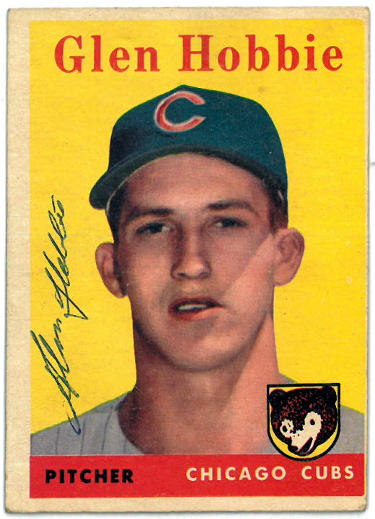 Glen Hobbie Autographed 1958 Topps On Card Auto #467- COA (Chicago Cubs)-Powers Sports Memorabilia