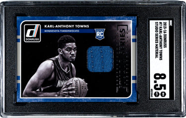 Karl-Anthony Towns 2015-16 Donruss Studio Series Material Rookie Card (RC) #7- SGC Graded 8.5 NM-MT+ (Minnesota Timberwolves)-Powers Sports Memorabilia