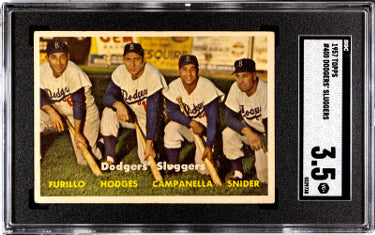 Duke Snider/Roy Campanella 1957 Topps Dodgers' Sluggers Card #400- SGC Graded 3.5 VG+ (w/Carl Furillo/Gil Hodges)-Powers Sports Memorabilia