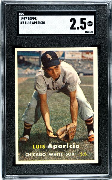 Luis Aparicio 1957 Topps Baseball Card #7- SGC Graded 2.5 Good+ (Undergraded/Chicago White Sox)-Powers Sports Memorabilia