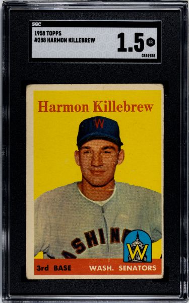 Harmon Killebrew 1958 Topps Baseball Card #288- SGC Graded 1.5 Fair (Washington Senators)-Powers Sports Memorabilia