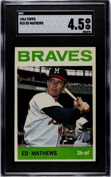 Eddie/Ed Mathews 1964 Topps Baseball Card #35- SGC Graded 4.5 VG-EX+ (Milwaukee Braves)-Powers Sports Memorabilia