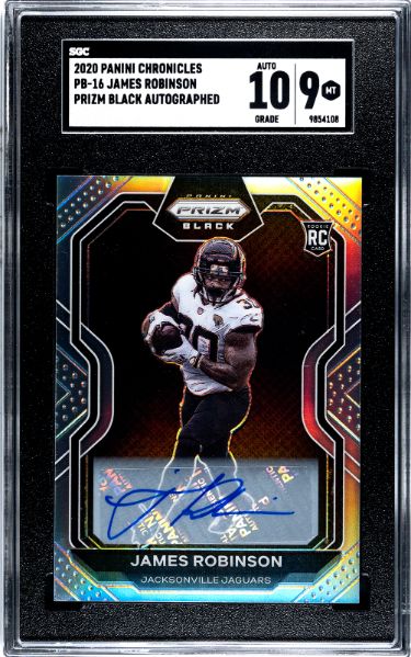 James Robinson Autographed 2020 Panini Chronicles Prizm Black Rookie Auto Card (RC) #PB-16- SGC Graded 9 Mint/10 Autograph (Jaguars)-Powers Sports Memorabilia