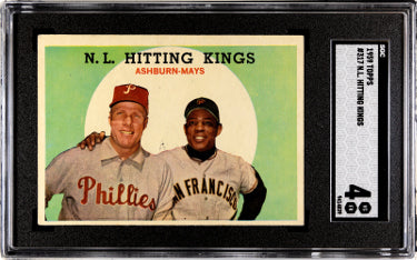 Willie Mays 1959 Topps NL Hitting Kings Baseball Card #463- SGC Graded 4 VG-EX (w/ Richie Ashburn/Detroit Tigers)-Powers Sports Memorabilia