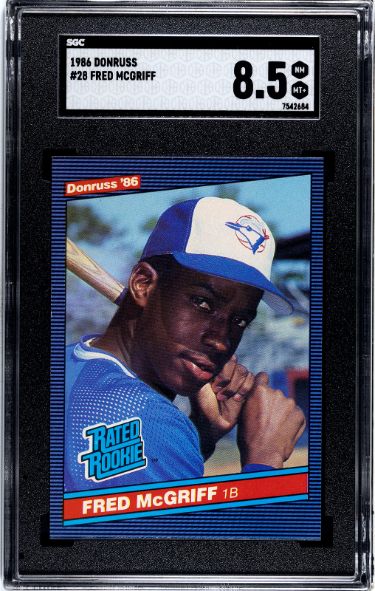 Fred McGriff 1986 Donruss Rookie Card (RC) #28- SGC Graded 8.5 NM-MT+ (Toronto Blue Jays)-Powers Sports Memorabilia