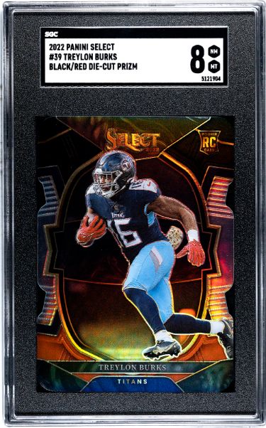 Treylon Burks 2022 Panini Select Black/Red Die-Cut Prizm Rookie Card (RC) #39- SGC Graded 8 NM-MT (Tennessee Titans)-Powers Sports Memorabilia