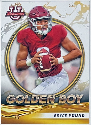Bryce Young 2022 Bowman U Golden Boy Insert Rookie Card (RC) #GB-3 (Alabama/Panthers)-Powers Sports Memorabilia