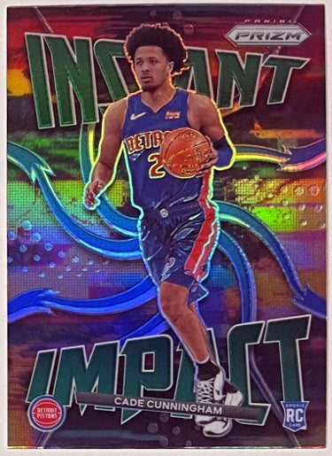 Cade Cunningham 2021-22 Panini Prizm Instant Impact Green Wave Rookie Card (RC) #1 (Detroit Pistons)-Powers Sports Memorabilia