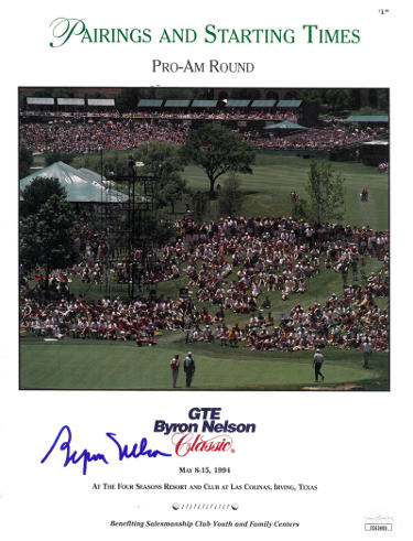 Byron Nelson Autographed 1994 Byron Nelson Golf Classic Pro-Am Round Pairings & Starting Times- JSA #EE63400-Powers Sports Memorabilia