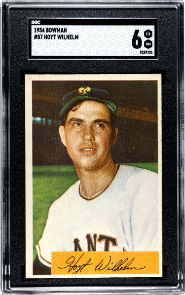 Hoyt Wilhelm 1954 Bowman Baseball Card #57- SGC Graded 6 EX-NM (New York Giants/HOF)-Powers Sports Memorabilia