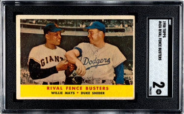 Willie Mays/Duke Snider 1958 Topps Rival Fence Busters Baseball Card #436- SGC Graded 2 Good-Powers Sports Memorabilia