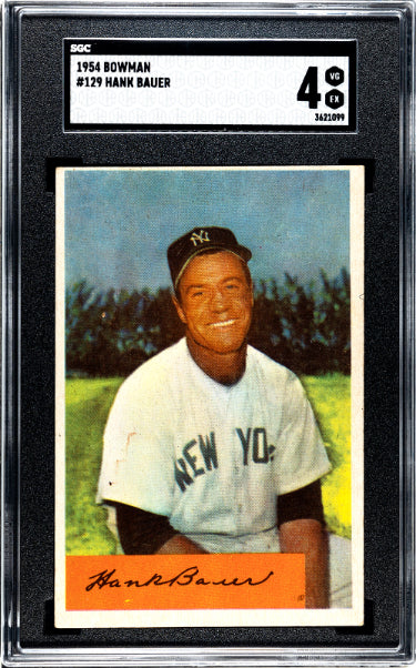 Hank Bauer 1954 Bowman Baseball Card #129- SGC Graded 4 VG-EX (New York Yankees)-Powers Sports Memorabilia