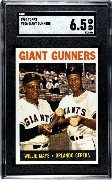 Willie Mays & Orlando Cepeda 1964 Topps Giant Gunners Baseball Card #306- SGC Graded 6.5 EX-NM+ (HOF)-Powers Sports Memorabilia