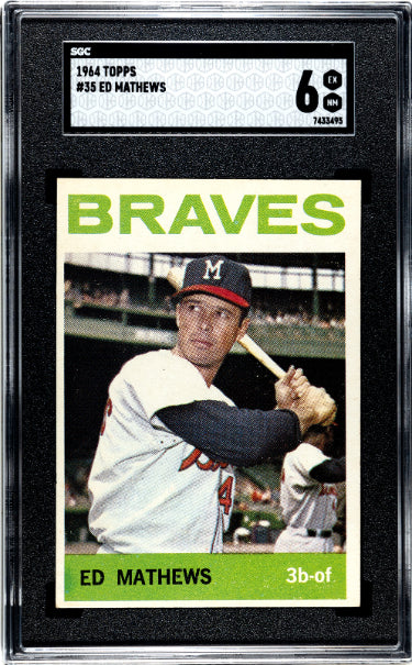 Eddie/Ed Mathews Banks 1964 Topps Baseball Card #35- SGC Graded 6 EX-NM (Milwaukee Braves/HOF)-Powers Sports Memorabilia