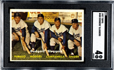 Roy Campanella/Duke Snider/Gil Hodges 1957 Topps Dodgers' Sluggers Card #400- SGC Graded 4 VG-EX (w/Carl Furillo)-Powers Sports Memorabilia