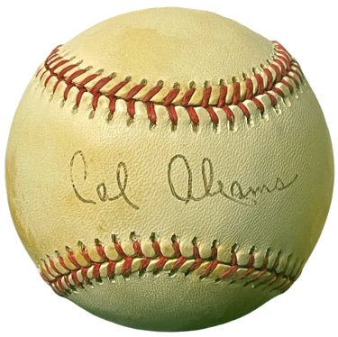 Cal Abrams Autographed RONL Rawlings Official National League Baseball toned/light sig- COA (Brooklyn Dodgers)-Powers Sports Memorabilia