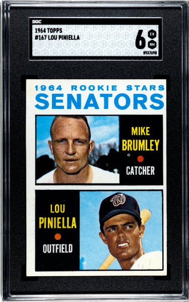 Lou Piniella 1964 Topps Rookie Baseball Card (RC) #167- SGC Graded 6 EX-NM (Washington Senators)-Powers Sports Memorabilia
