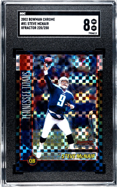 Steve McNair 2002 Bowman Chrome Xfractor Card #81- /250- SGC Graded 8 NM-MT (Tennessee Titans)-Powers Sports Memorabilia