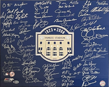 New York Yankees Autographed 16x20 Photo 2008 Yankee Stadium Final Season Logo with 69 sigs-BAS Holo- Moose Skowron/Bobby Richardson - CTBL_038115-Powers Sports Memorabilia