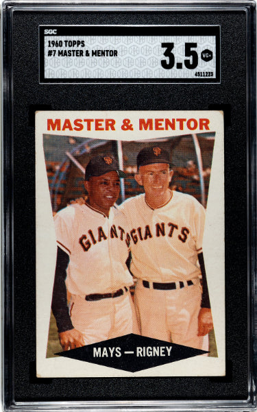 Willie Mays/Bill Rigney 1960 Topps Master & Mentor Baseball Card #7- SGC Graded 3.5 VG+ (San Francisco Giants)-Powers Sports Memorabilia