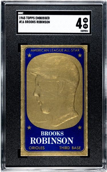 Brooks Robinson 1965 Topps Embossed Baseball Card #16- SGC Graded 4 VG-EX (Baltimore Orioles/HOF)-Powers Sports Memorabilia