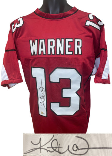 Kurt Warner Autographed Arizona Cardinal Red Custom Stitched Pro Style Football Jersey XL- Beckett Witnessed Hologram #WL33309-Powers Sports Memorabilia