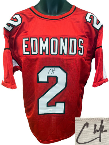 Chase Edmonds Autographed Arizona Cardinal Red Custom Stitched Pro Style Football Jersey XL- JSA Witnessed #WIT874951-Powers Sports Memorabilia