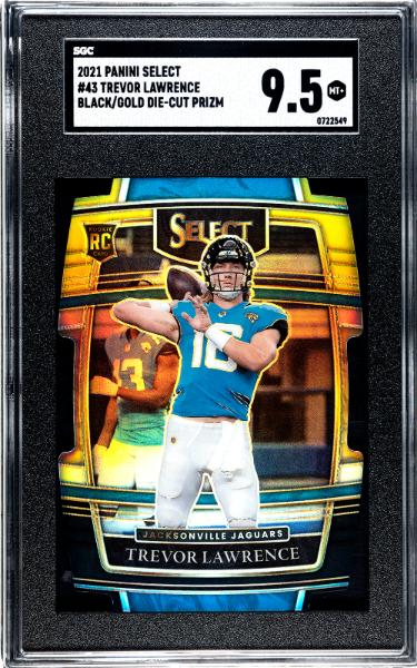 Trevor Lawrence 2021 Panini Select Black/Gold Die-Cut Prizm Rookie Card (RC) #43- SGC Graded 9.5 Mint+ (Jacksonville Jaguars)-Powers Sports Memorabilia