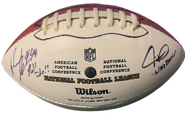 Rashad Johnson & Jerraud Powers Dual Autographed Wilson Duke NFL WP Logo Mini Football- COA (Arizona Cardinals/Alabama/Auburn)-Powers Sports Memorabilia
